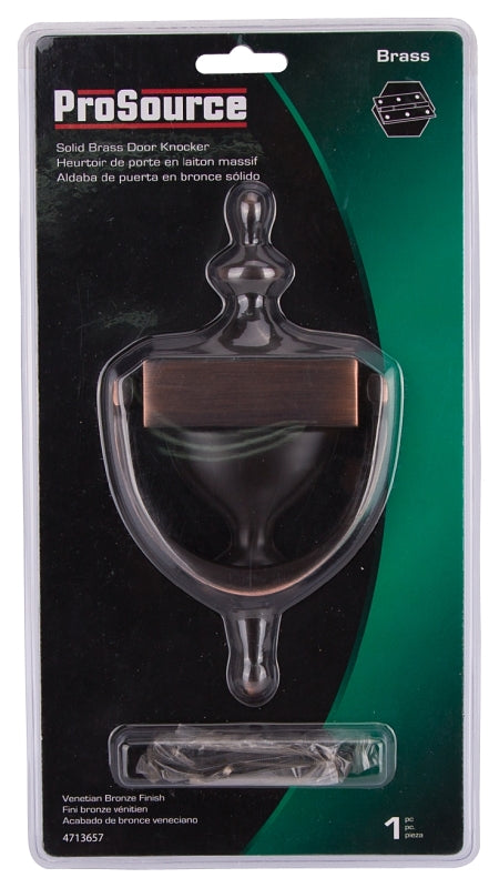 ProSource HR4004VB-PS Door Knocker, Brass, Venetian Bronze, 6-5/16 in Mounting Hole Center to Center