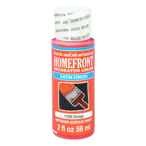 Homefront Decorator Color Satin Orange Hobby Paint 2 oz, Pack of 3