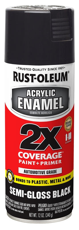 Rust-Oleum 271915 Automotive Spray Paint, Oil Base, Semi-Gloss, Black, 12 oz Can
