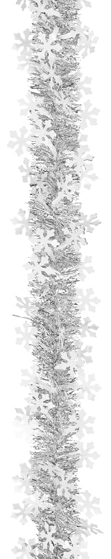 Holidaytrims 3686013 Holiday Garland, 15 ft L, Tinsel, Silver, Indoor, Pack of 12