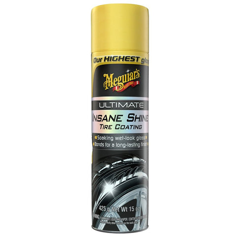 Meguiar's Ultimate Insane Shine G190315 Tire Coating, 15 oz, Aerosol Can, Liquid, Slight Chemical