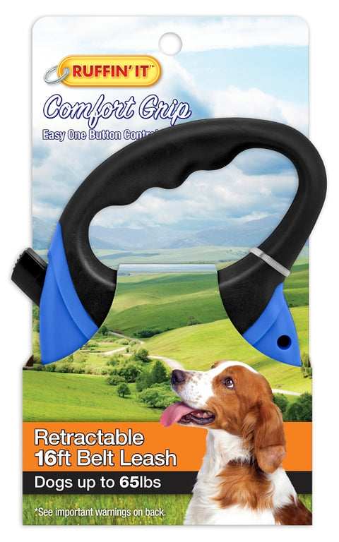 Ruffin'It 98617 Retractable Leash, 16 ft L, Blue/Red, M