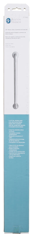 Boston Harbor SG01-01&0424 Grab Bar, 24 in L Bar, Stainless Steel, Wall Mounted Mounting