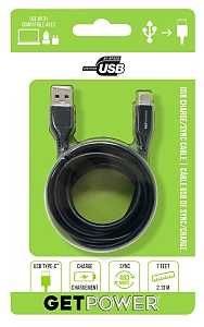 GetPower GP-XL-USB-C XL Charging and Sync USB Cable, USB 2.0 A, USB-C, 7 ft L