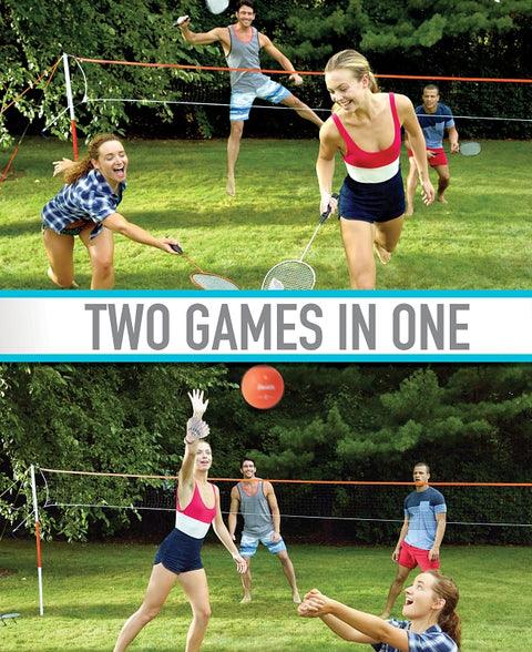 Franklin 50610 Volleyball and Badminton Set, Metal/Plastic, Orange/White