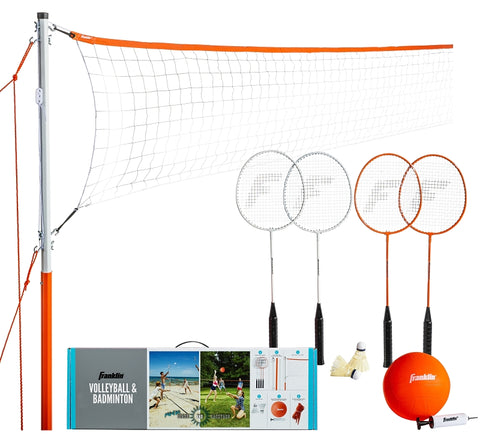 Franklin 50610 Volleyball and Badminton Set, Metal/Plastic, Orange/White