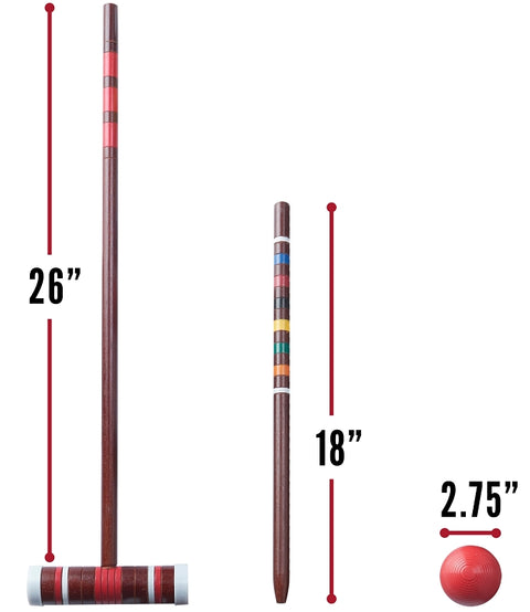 Franklin 50211 Family Croquet Set, Carbon Steel Hoop, Wood Mallet, Assorted Ball