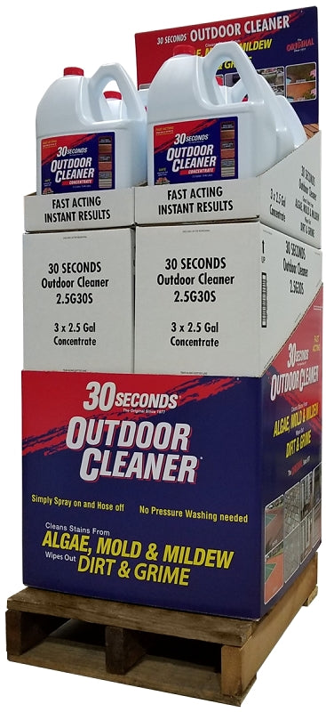 30 Seconds 2.5G30S QPDU Outdoor Cleaner, 2.5 gal, Bottle, Liquid, Bleach, Clear/Light Yellow, Pack of 18