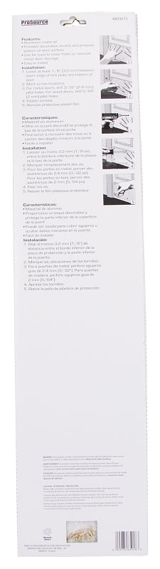 ProSource 32293BBD-PS Kick Plate, 34 in L, 8 in W, Aluminum