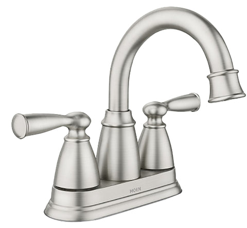 Moen Banbury Series 84943SRN Centerset Bathroom Faucet, 1.2 gpm, 2-Faucet Handle, 3-Faucet Hole, Metal, Brushed Nickel