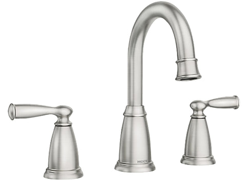 Moen Banbury Series 84947SRN Widespread Bathroom Faucet, 1.2 gpm, 2-Faucet Handle, 3-Faucet Hole, Metal, Lever Handle