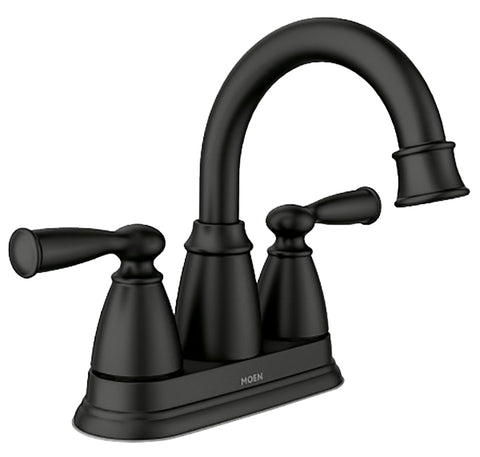 Moen Banbury Series 84943BL Centerset Bathroom Faucet, 1.2 gpm, 2-Faucet Handle, 3-Faucet Hole, Metal, Matte Black