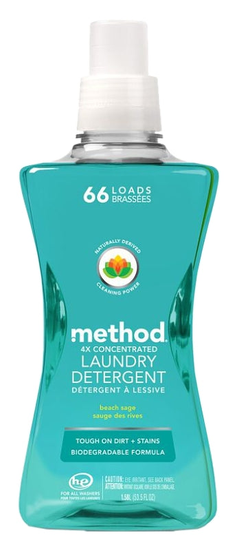 method 1489 Laundry Detergent, 53.5 oz Bottle, Liquid, Pleasant