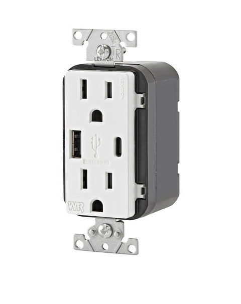SmartlockPro M72-GFTR1-03W Tamper-Resistant Slim GFCI Outlet with LED Indicator Light, 125 VAC, 15 A, NEMA: NEMA 5-15R