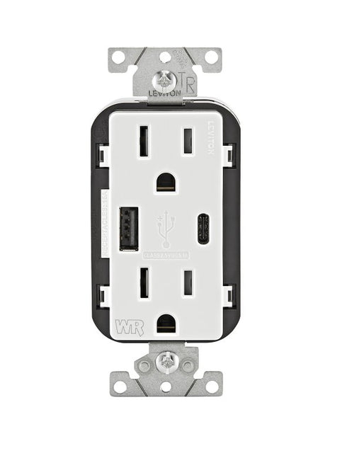 SmartlockPro M72-GFTR1-03W Tamper-Resistant Slim GFCI Outlet with LED Indicator Light, 125 VAC, 15 A, NEMA: NEMA 5-15R