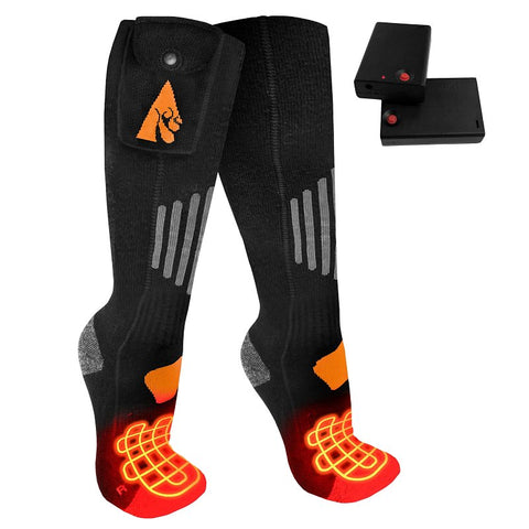 ActionHeat AH-SK-AA-03-L-XL Heated Socks, Unisex, L/XL, Cotton/Spandex/Wool, Black, Pack of 3
