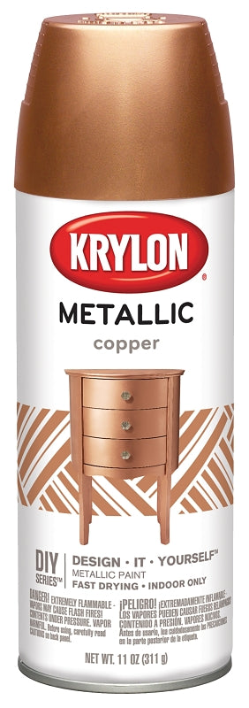 Krylon K02203007 Metallic Spray Paint, 12 oz Can, 25 sq-ft Coverage Area, Oil Base, Metallic, Copper