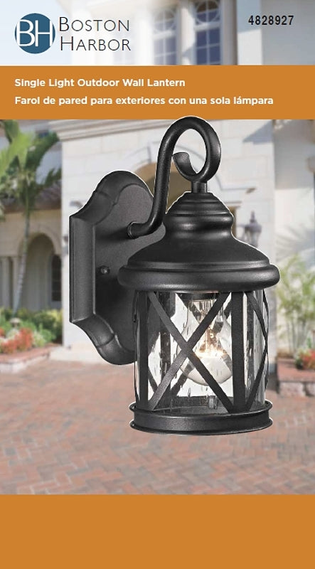 Boston Harbor LT-H01 Single Light Outdoor Wall Lantern, 120 V, 60 W, A19 or CFL Lamp, Steel Fixture, Black Fixture