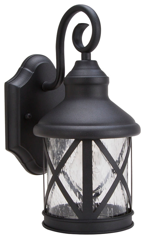 Boston Harbor LT-H01 Single Light Wall Lantern, 60 W, 120 V, CFL, Steel, Black, Black