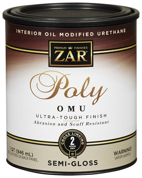 ZAR 36112 Polyurethane, Semi-Gloss, Liquid, Milky Clear, 1 qt, Can, Pack of 4