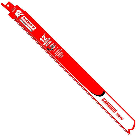 Diablo DS1210CF Reciprocating Saw Blade, Applicable Materials: Metal, 12 in L, 10 TPI, Carbide Cutting Edge, 1/PK