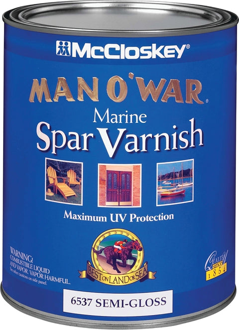 McCloskey 080.0006537.005 Spar Varnish, 450 to 550 sq-ft/gal Coverage Area, Semi-Gloss, Liquid, Clear, 1 qt