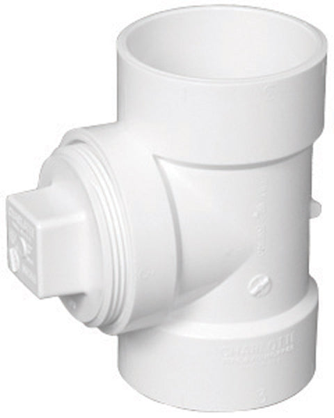 Charlotte Pipe 3 in. Dia. x 3 in. Dia. x 3 in. Dia. Hub To Hub To FPT PVC Cleanout Tee