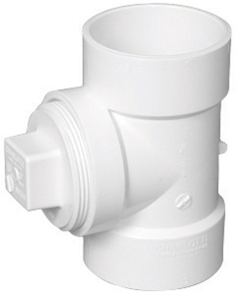 Charlotte Pipe 4 in. Dia. x 4 in. Dia. x 4 in. Dia. Hub To Hub To FPT PVC Cleanout Tee