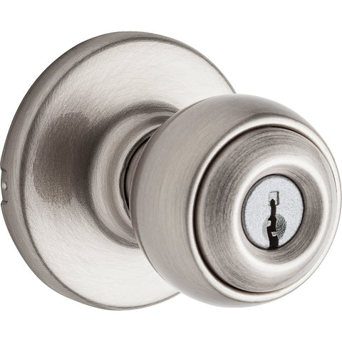 Kwikset 400P 15 6AL RCS Entry Knob, Ball, Polo, Satin Nickel, Zinc, KW1 Keyway, Re-Key Technology: Smartkey, 3 Grade