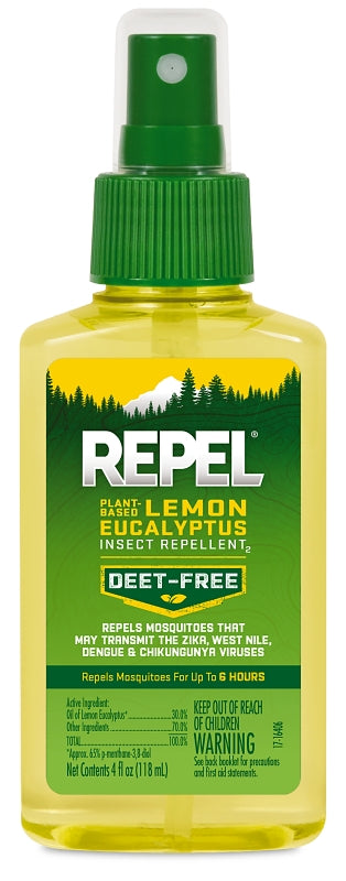 Repel HG-94109 Insect Repellent, 4 fl-oz, Bottle, Liquid, Yellow, Lemon Eucalyptus, Pack of 6