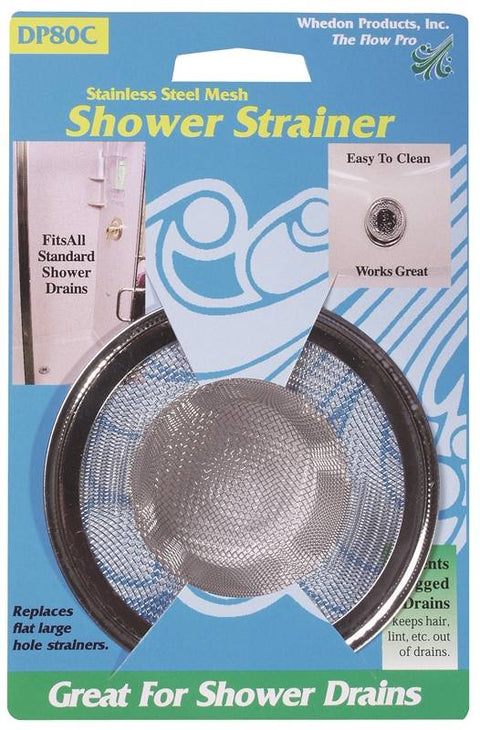 Whedon DP80C Shower Strainer With Chrome Ring, Stainless Steel