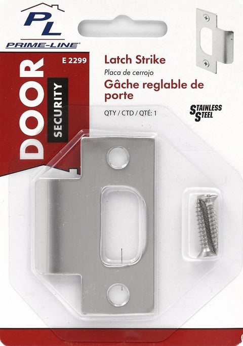 Defender Security E 2299 T-Strike Plate, 2-3/4 in L, 1-1/8 in W, Stainless Steel