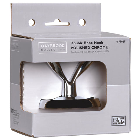 OakBrook Small Chrome Zinc 2 in. L Double Hook 30 lb 1 pk