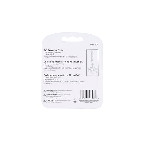 Landscapers Select GB0013L Plant Extender Chain, 36 in L, Steel, Brass, Ceiling Mount Mounting