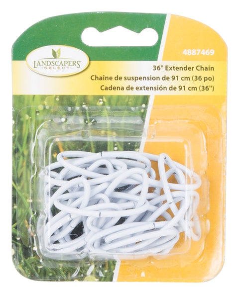 Landscapers Select GB0023L Plant Extender Chain, 36 in L, Steel, White, Ceiling Mount Mounting