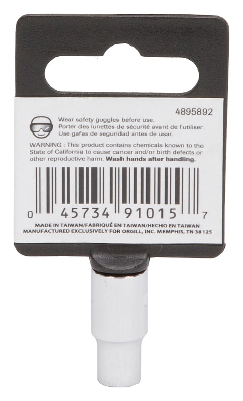 Vulcan MT6488936 Drive Socket, 6 mm Socket, 1/4 in Drive, 6-Point, Chrome Vanadium Steel, Chrome