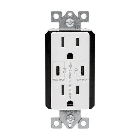 Eaton TRUSBPDC15W-BOX Receptacle, 15 A, 125 V, Type C USB, NEMA: 5-15R, White, Pack of 4