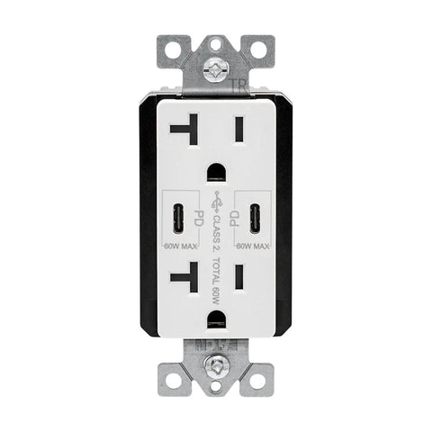 Eaton TRUSBPDC20W-BOX Receptacle, 20 A, 125 V, Type C USB, NEMA: 5-20R, White, Pack of 4