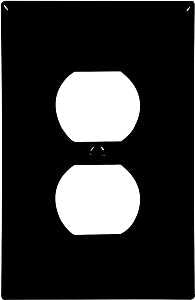 Eaton Wiring Devices PJ8BK Duplex and Single Receptacle Wallplate, Mid-Size, 4-7/8 in L, 3-1/8 in W, Black