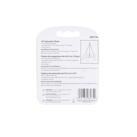 Landscapers Select GB0033L Planter Chain, 18 in L, Steel, Brass, Ceiling Mount Mounting