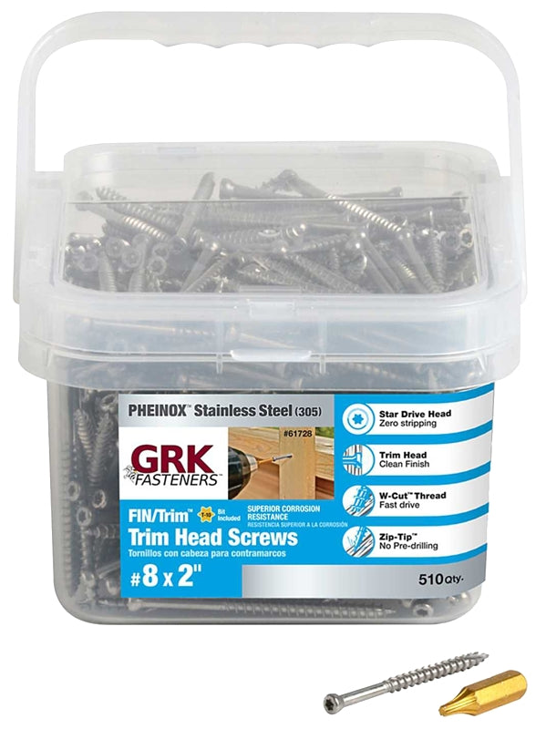 GRK Fasteners 61728 Finishing Screw, #8 Thread, 2 in L, W-Cut Thread ...