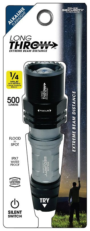 Police Security 97818 Flashlight, AAA Battery, Alkaline Battery, LED Lamp, 500 Lumens High, 220 Lumens Low