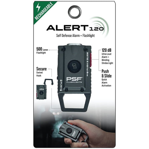 Police Security ALERT120db Series 97853 Personal safety Keychain Alarm Flashlight, 500 Lumens