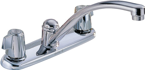Delta Classic Series 2100LF Two-Handle Kitchen Faucet, 1.8 gpm, 3-Faucet Hole, Brass, Chrome-Plated, Deck Mounting, Yes