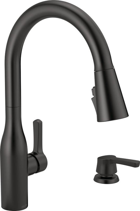 Delta Marca Series 19780Z-BLSD-DST Kitchen Faucet, 1.8 gpm, 1-Handle, 4-Faucet Hole, Metal, Matte, Deck