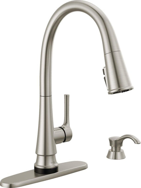 Delta Corwin 19856TZ-SPSD-DST Pull-Down Kitchen Faucet, 1.8 gpm, 1-Handle, 1, 3-Faucet Hole