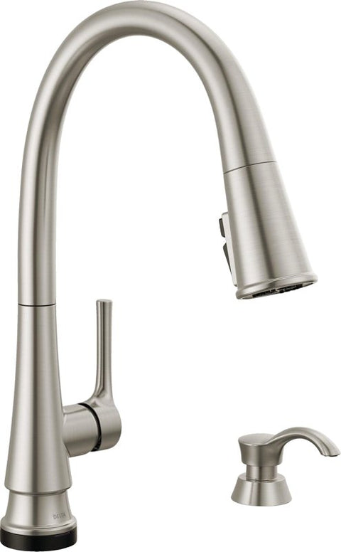 Delta Corwin 19856TZ-SPSD-DST Pull-Down Kitchen Faucet, 1.8 gpm, 1-Handle, 1, 3-Faucet Hole