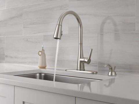 Delta Greydon 19826Z-SPSD-DST Pull-Down Kitchen Faucet, 1.8 gpm, 1-Handle, 1, 2, 3, 4-Faucet Hole