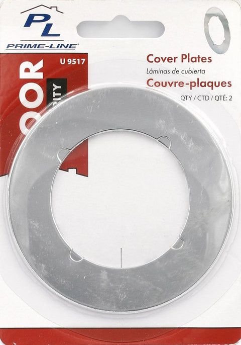 Defender Security U 9517 Door Cover Plate, Steel, Chrome, For: 2-1/8 in Bore Locks