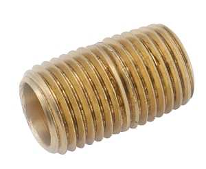 Anderson Metals 736112-06 Pipe Nipple, 3/8 in, NPT, Brass, SCH 40 Schedule